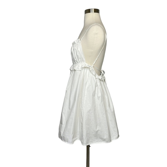 Lulus White Cotton Empire Waist Backless Mini Sz M - Picture 2 of 12